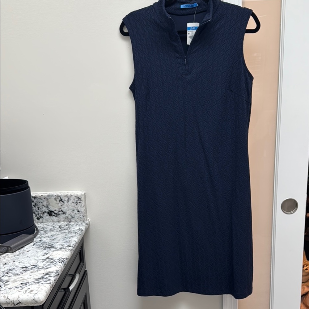 Nautica Sleeveless Navy Textured Polo Dress